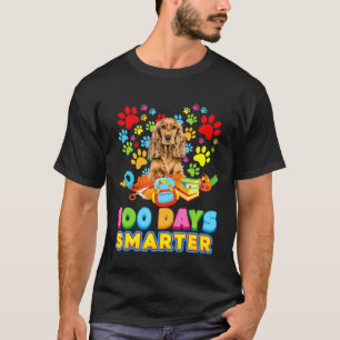 100 Days Smarter Spaniel Cocker Dog Paw Prints Hea T-Shirt