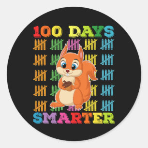 100 Days Smarter Squirrel 100th Day Of School Classic Round Sticker