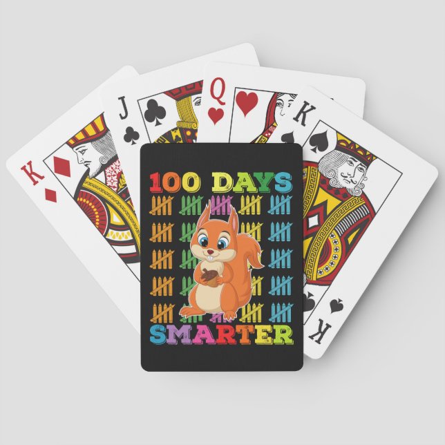 100 Days Smarter Squirrel 100th Day Of School Playing Cards (Back)