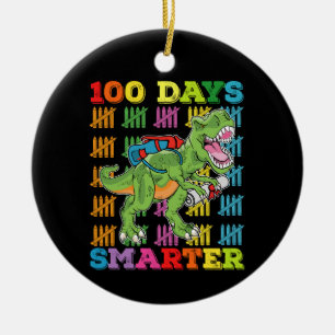 100 Days Smarter T Rex Dinosaur 100th Day School Ceramic Ornament