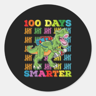 100 Days Smarter T Rex Dinosaur 100th Day School Classic Round Sticker