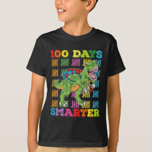 100 Days Smarter T Rex Dinosaur 100th Day School T-Shirt
