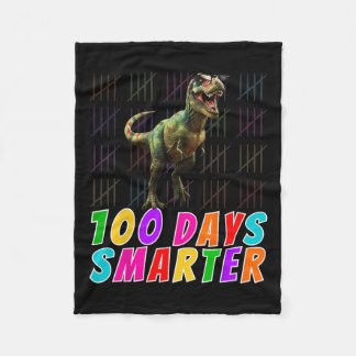100 Days Smarter T-rex Lover Boys 100 Days Of Scho Fleece Blanket