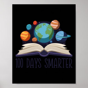100 Days Smarter Teacher 100th Day Of School Kids Poster