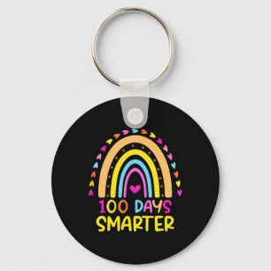 100 Days Smarter Teacher 100th Day Of School Rainb Key Ring