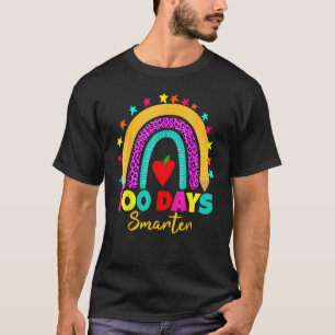 100 Days Smarter Teacher 100th Day Of School Rainb T-Shirt