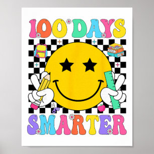100 Days Smarter Teacher Boys Girls Kids 100th Day Poster