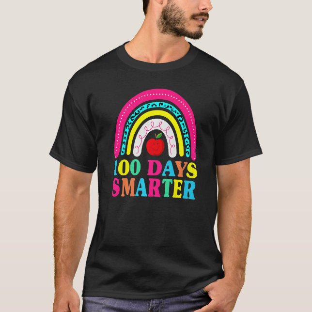 100 Days Smarter Teacher Or Student 100th dayLeopa T-Shirt (Front)