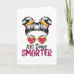 100 Days Smarter Teacher Teacher Hair Heart Card