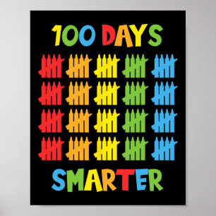 100 Days Smarter Teachers Kids Child 100th Day Of Poster