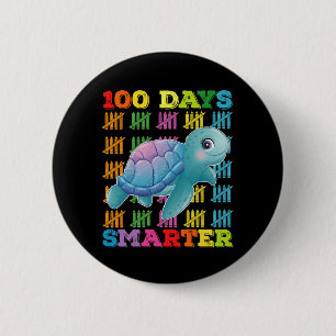 100 Days Smarter Turtle 100th Day Of School 6 Cm Round Badge