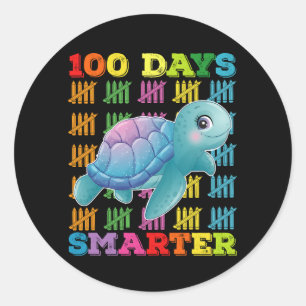 100 Days Smarter Turtle 100th Day Of School Classic Round Sticker