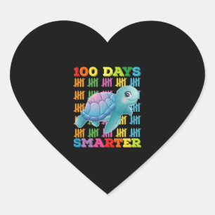 100 Days Smarter Turtle 100th Day Of School Heart Sticker