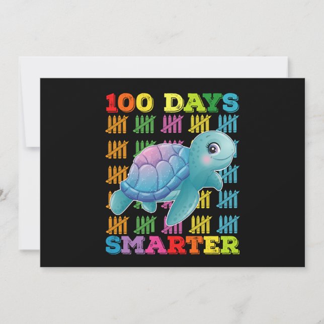 100 Days Smarter Turtle 100th Day Of School Invitation (Front)