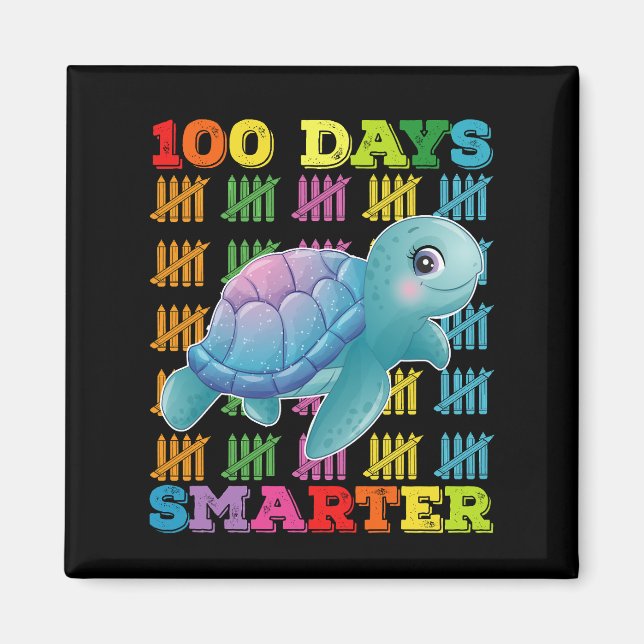 100 Days Smarter Turtle 100th Day Of School Magnet (Front)