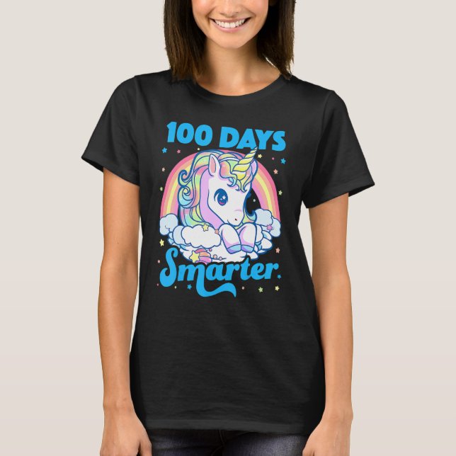 100 Days Smarter Unicorn Girls Teacher 100th Day O T-Shirt (Front)