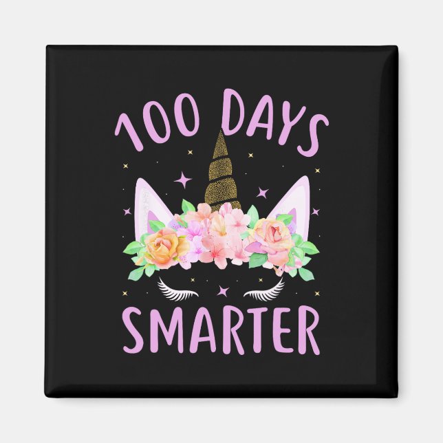 100 Days Smarter Unicorn Kids Costume 100th Day Of Magnet (Front)