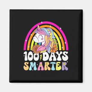 100 Days Smarter Unicorn Kids Rainbow 100th Day Of Magnet