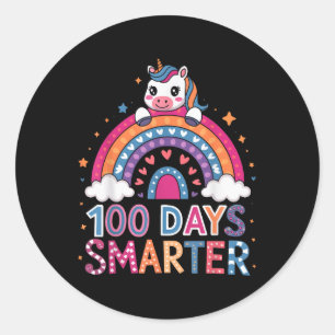 100 Days Smarter Unicorn Outfit For School Celebra Classic Round Sticker