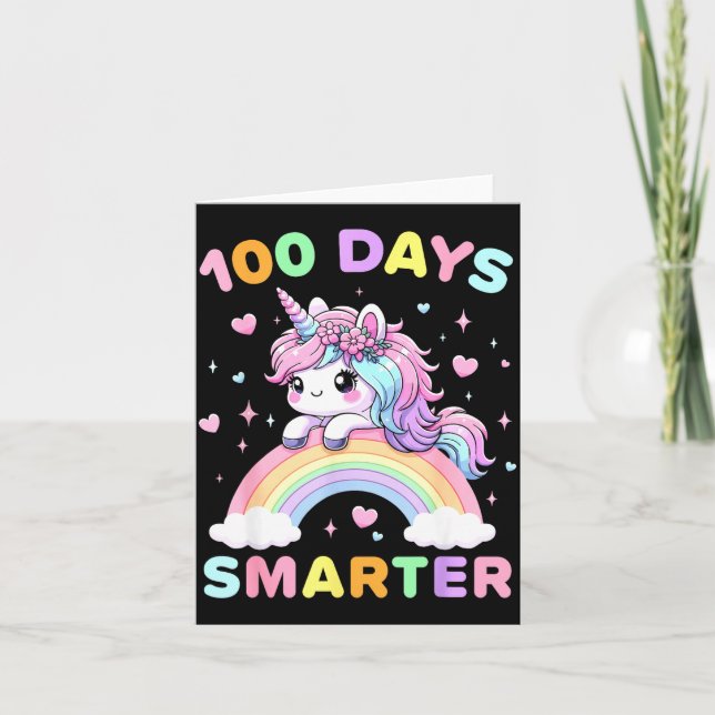 100 Days Smarter Unicorrn 100th Day Of School Kids Card (Front)