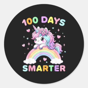 100 Days Smarter Unicorrn 100th Day Of School Kids Classic Round Sticker