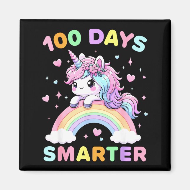 100 Days Smarter Unicorrn 100th Day Of School Kids Magnet (Front)