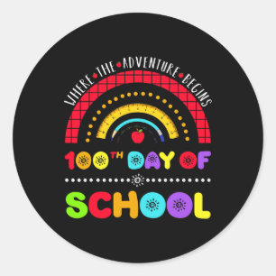 100 Days Smarter Where Adventure Begins 100th Day Classic Round Sticker