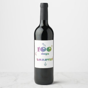 100 Days Smarter Wine Label – Funny Teacher Gift