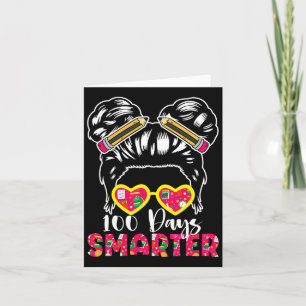100 Days Smarter With Stylish Pencil Bun Design  Card