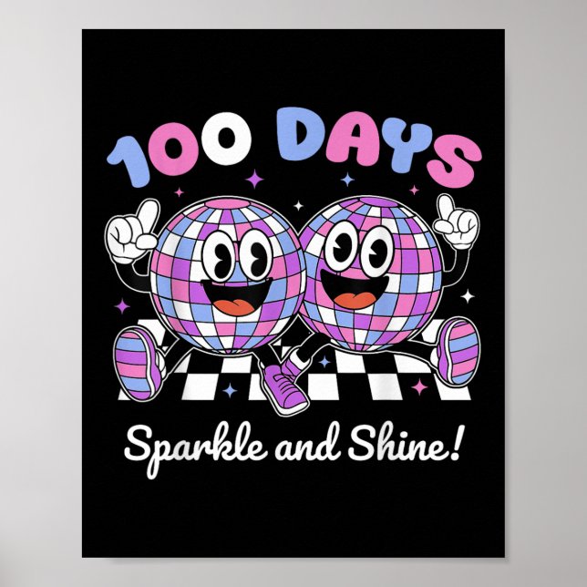 100 Days Sparkle And Shine 100th Day Of School Boy Poster (Front)