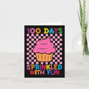 100 Days Sprinkled Fun Cupcake Kids School  Card