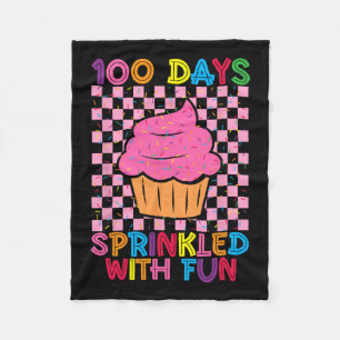 100 Days Sprinkled Fun Cupcake Kids School Fleece Blanket