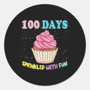 100 Days Sprinkled Fun Pink Cupcake 100th Day Of S Classic Round Sticker