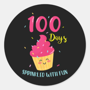 100 Days Sprinkled With Fun Cupcake 100th Day Of S Classic Round Sticker