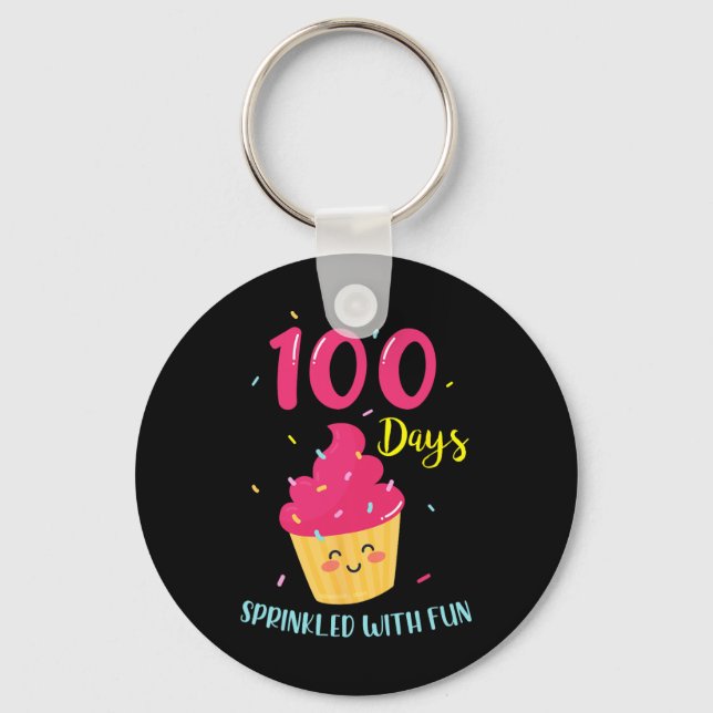 100 Days Sprinkled With Fun Cupcake 100th Day Of S Key Ring (Front)