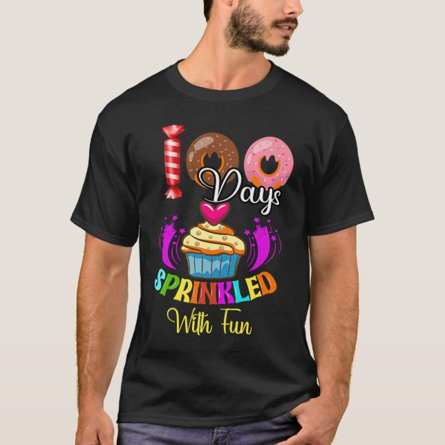 100 Days Sprinkled With Fun Cupcake 100th Day Of S T-Shirt (Front)
