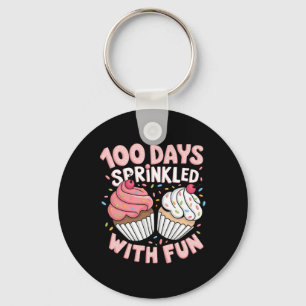 100 Days Sprinkled With Fun Cupcake Girls Happy 10 Key Ring
