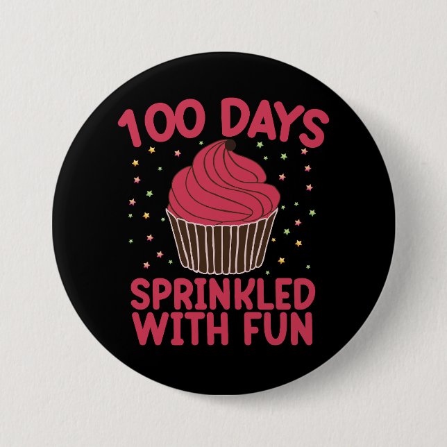 100 Days Sprinkled With Fun Cupcake School Girl  7.5 Cm Round Badge (Front)