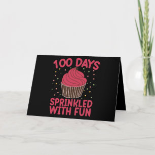 100 Days Sprinkled With Fun Cupcake School Girl  Card