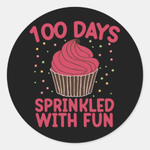 100 Days Sprinkled With Fun Cupcake School Girl  Classic Round Sticker