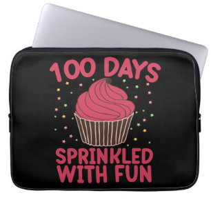 100 Days Sprinkled With Fun Cupcake School Girl  Laptop Sleeve