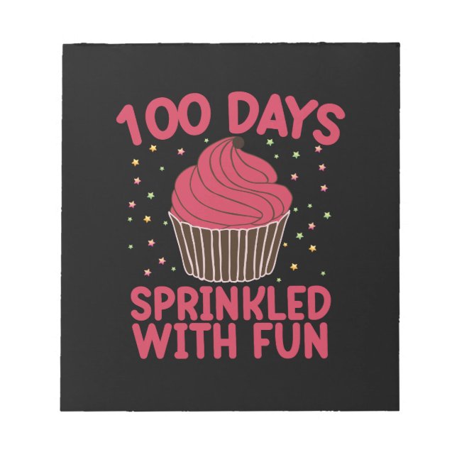 100 Days Sprinkled With Fun Cupcake School Girl  Notepad (Front)