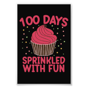 100 Days Sprinkled With Fun Cupcake School Girl  Photo Print