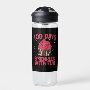 100 Days Sprinkled With Fun Cupcake School Girl  Water Bottle