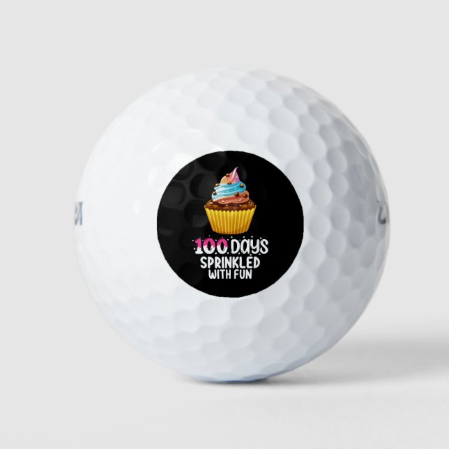 100 Days Sprinkled With Fun Cupcake School Teacher Golf Balls (Front)