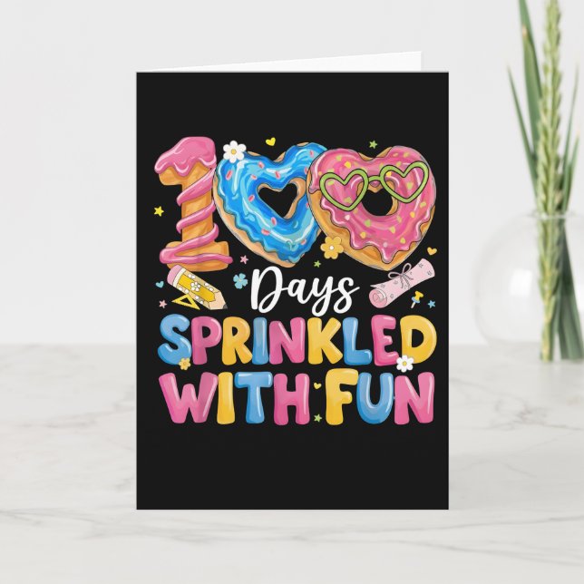 100 Days Sprinkled With Fun Cute Donut Card (Front)