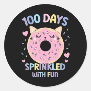 100 Days Sprinkled With Fun Doughnut 100th Day Of Classic Round Sticker