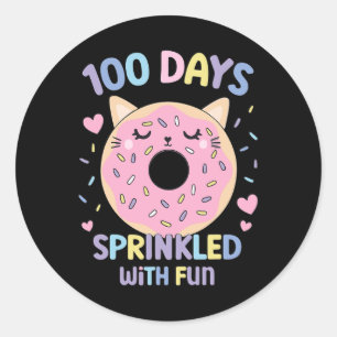 100 Days Sprinkled With Fun Doughnut 100th Day Of  Classic Round Sticker