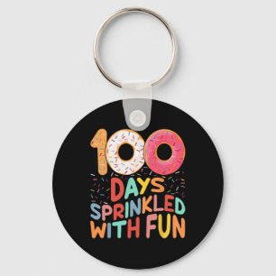 100 Days Sprinkled With Fun Doughnut Lovers Groovy Key Ring