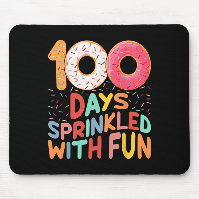 100 Days Sprinkled With Fun Doughnut Lovers Groovy Mouse Pad (Front)